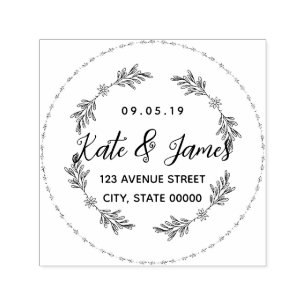 Round logo Family Name Return address ornamental c Self-inking Stamp
