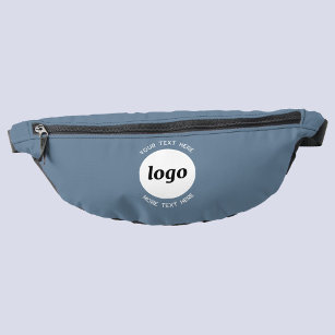 Round Logo Text Promotional Business Blue Grey Fanny Pack