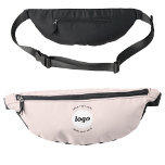 Round Logo Text Promotional Business Blush Pink Fanny Pack<br><div class="desc">Add your own logo and choice of text to this design.  Remove the top or lower text if you prefer.  Minimalist and professional.  Great for a promotional product for your clients and customers. Your logo will be clipped to a white circle.  For other versions,  see the collection.</div>