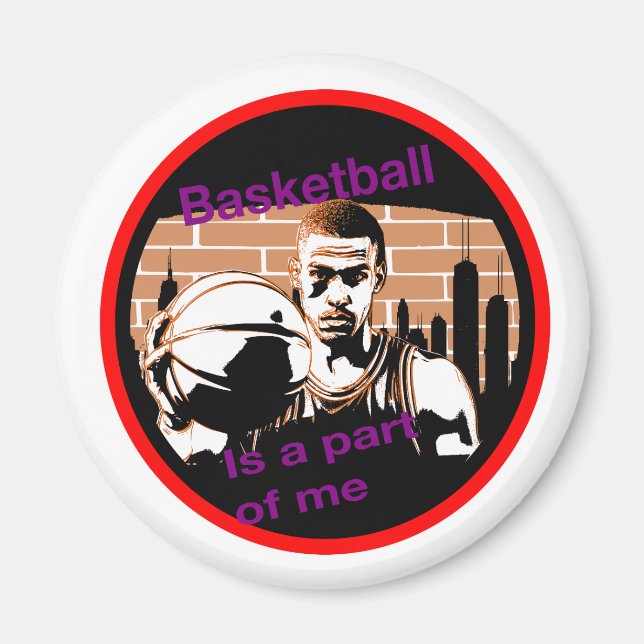 round magnet Basketball is a part of (Front)