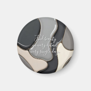 Round magnet in stylish abstract graphic
