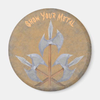 Round Magnet three Crossed Battle Axes