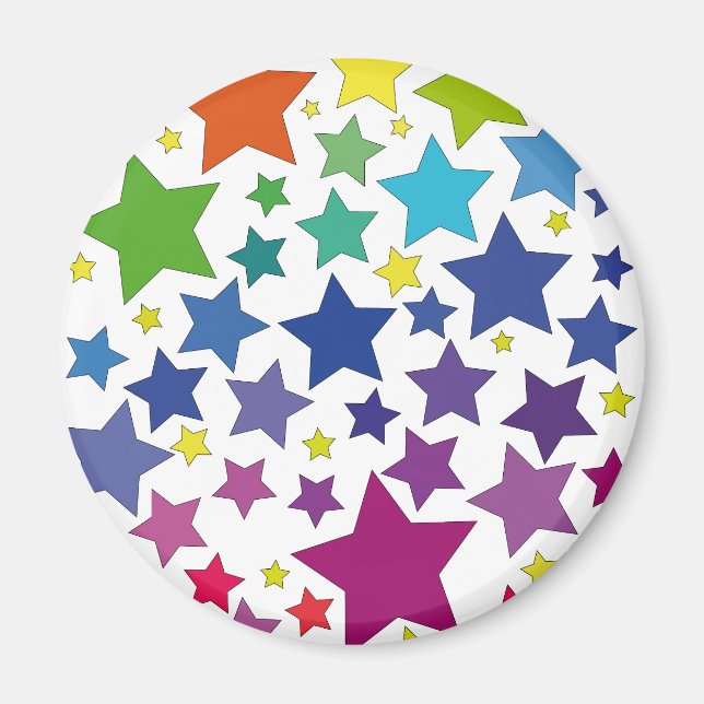 round magnet with colorful stars (Front)