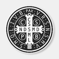 Round Magnet with Medal of St. Benedict, All sizes