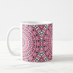 Round mandala pattern in glass vitrage style mosai coffee mug