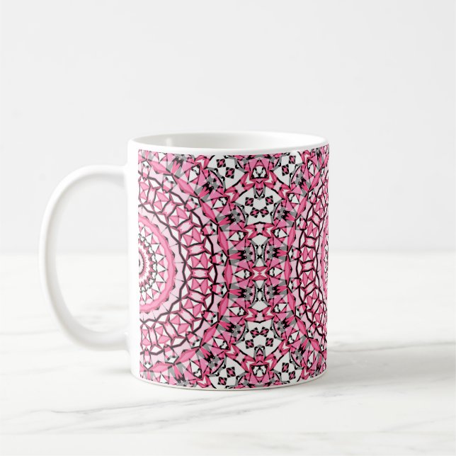 Round mandala pattern in glass vitrage style mosai coffee mug (Left)