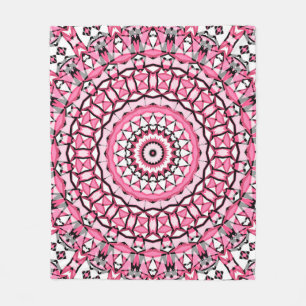Round mandala pattern in glass vitrage style mosai fleece blanket