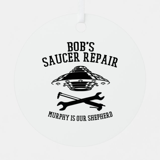 round metal ornament with BSR black logo (Front)