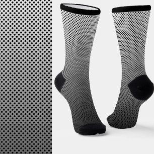 Round Metallic Holes Look Pattern Grey Black Socks