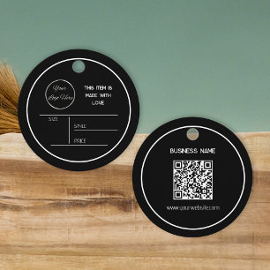 Round minimal black with logo hang tag label