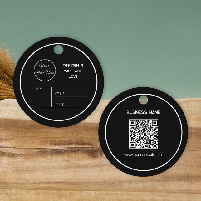 Round minimal black with logo hang tag label (Creator Uploaded)