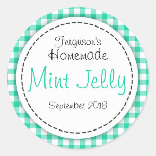 Round Mint Jelly green jam jar top food label