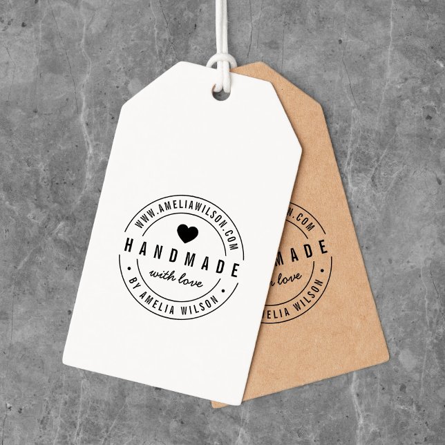 Round Modern Bold Website Handmade With Love Heart Self-inking Stamp (Creator Uploaded)