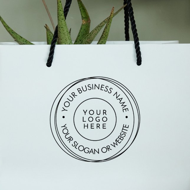 Round Modern Frame Business Custom Logo Website Rubber Stamp (Creator Uploaded)