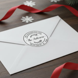 Round Modern Return Address Handwritten Elegant Classic Round Sticker