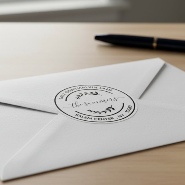 Round Modern Return Address Handwritten Script Classic Round Sticker (Creator Uploaded)