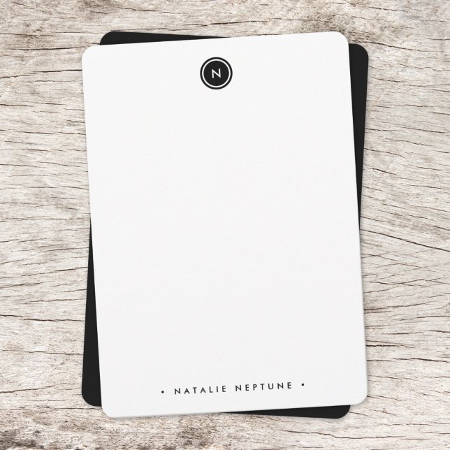 Round Monogram Black and White Minimalist Modern Card (Creator Uploaded)