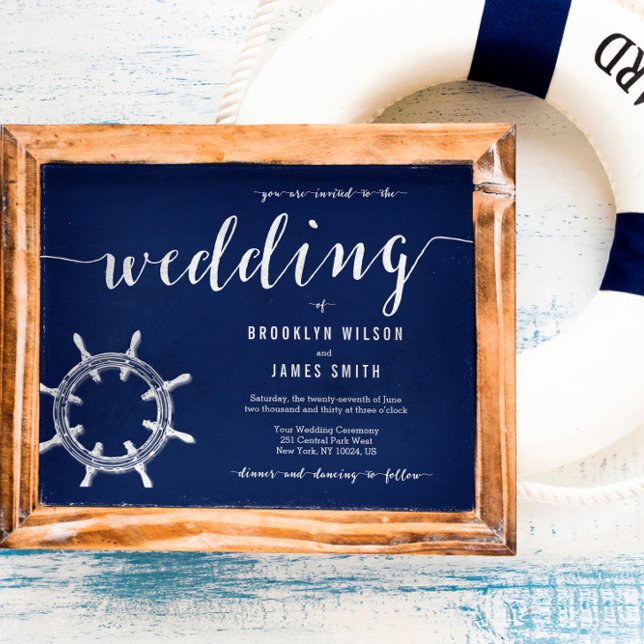 Round Nautical Navy Blue Wedding Invites Wheel (Creator Uploaded)