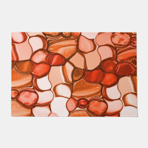 Round neven shapes like seeds, coral tones and red doormat
