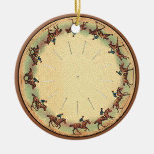 Round of Cantering Horse Ceramic Ornament