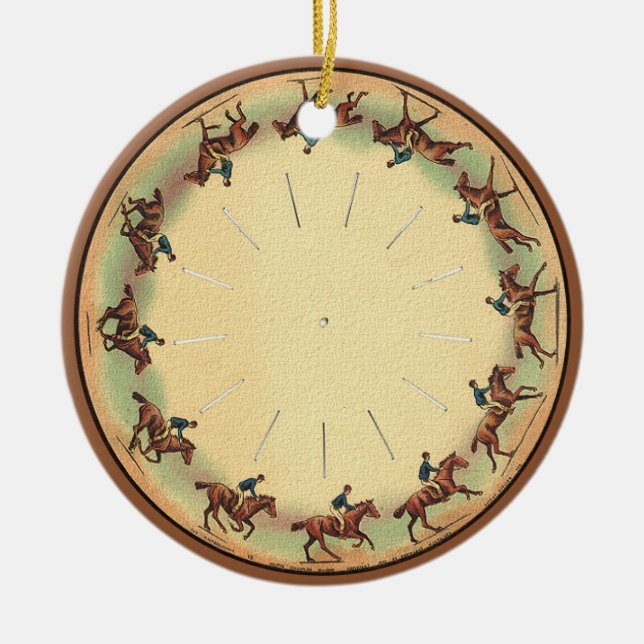 Round of Cantering Horse Ceramic Ornament (Front)