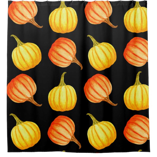 Round Orange and yellow pumpkin. Seamless watercol (Front)