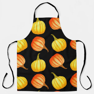 Round Orange and yellow pumpkin. Seamless watercol Apron
