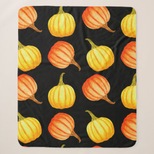 Round Orange and yellow pumpkin. Seamless watercol Sherpa Blanket