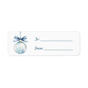 Round Ornament with Blue Bow Christmas 