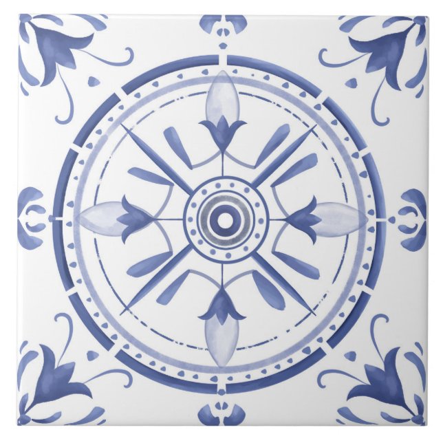 Round,ornate ,Spanish tile ,mediterranean  (Front)