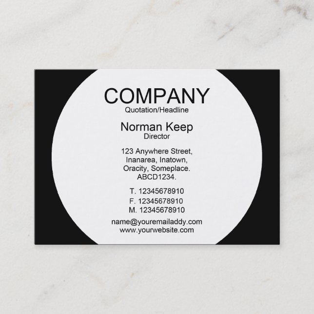 Round Panel - White with Black Business Card (Front)