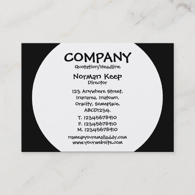 Round Panel - White with Black Business Card (Front)