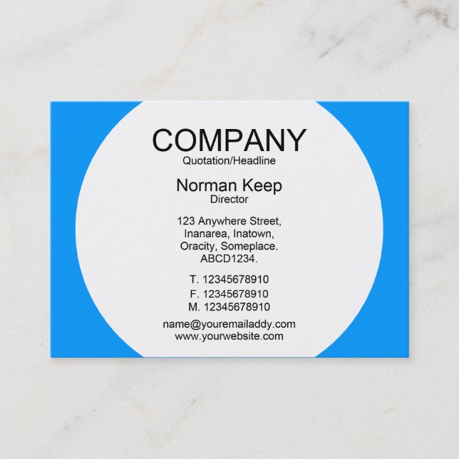 Round Panel - White with Blue 0099FF Business Card (Front)