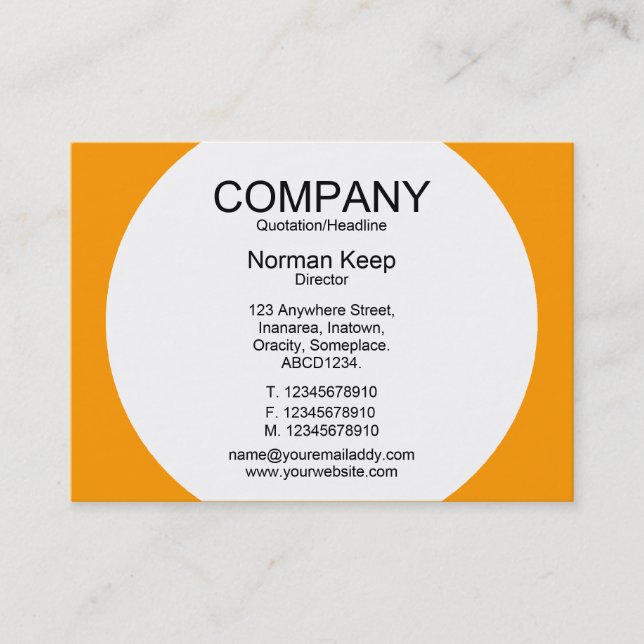 Round Panel - White with Orange FF9900 Business Card (Front)