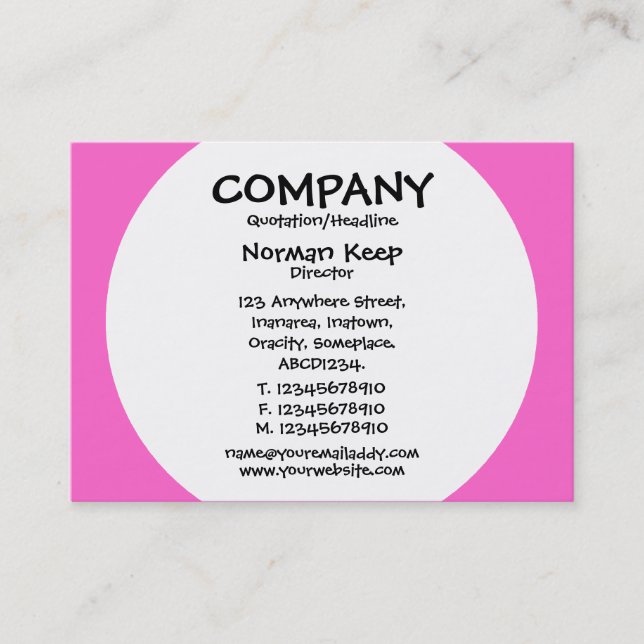 Round Panel - White with Pink FF66CC Business Card (Front)