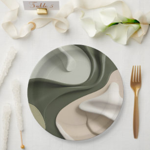 Round paper plate in stylish abstract graphic