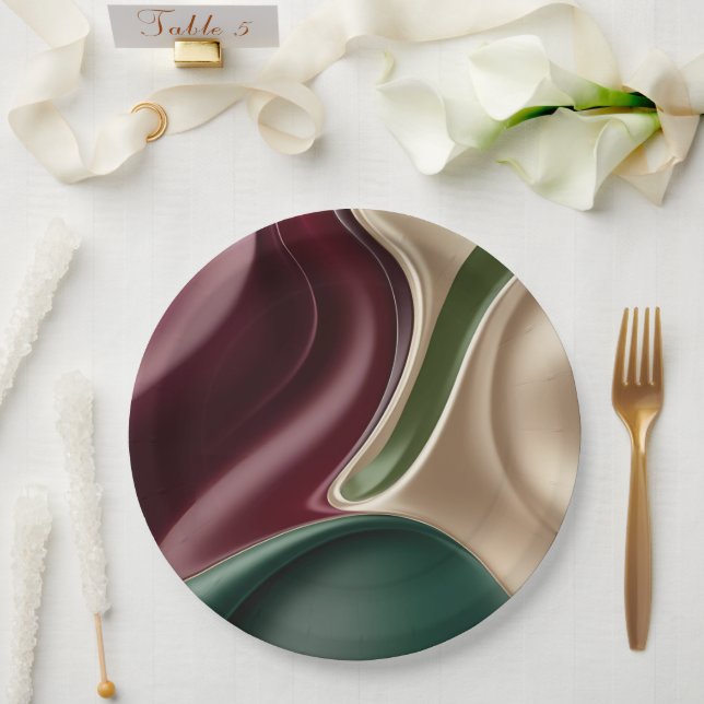 Round paper plate in stylish abstract graphic (Wedding)