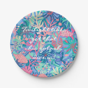 Round paper plate in stylish graphic