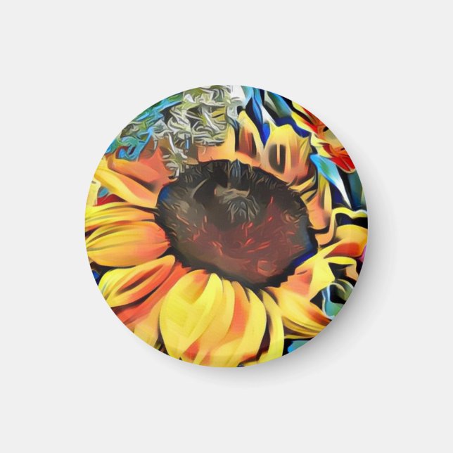 Round Pastel Sunflower Magnet (Front)