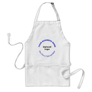 Round Pattern Blue Texts Business Brand on Apron