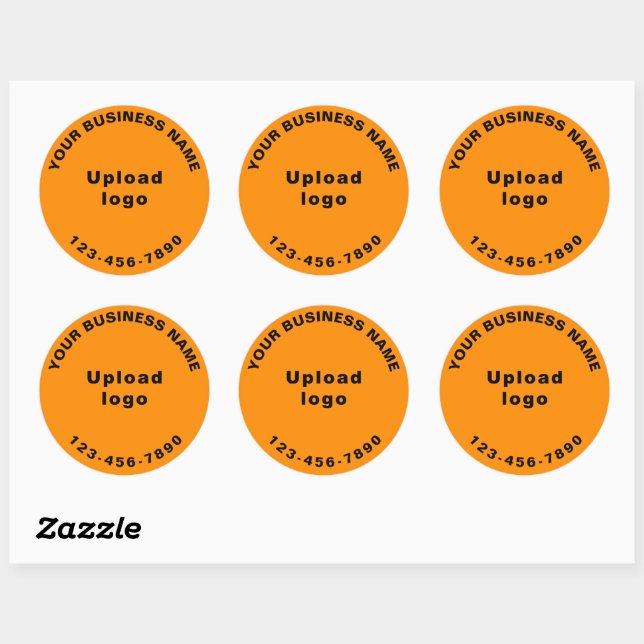 Round Pattern Phone Number Texts on Orange Colour Classic Round Sticker (Sheet)