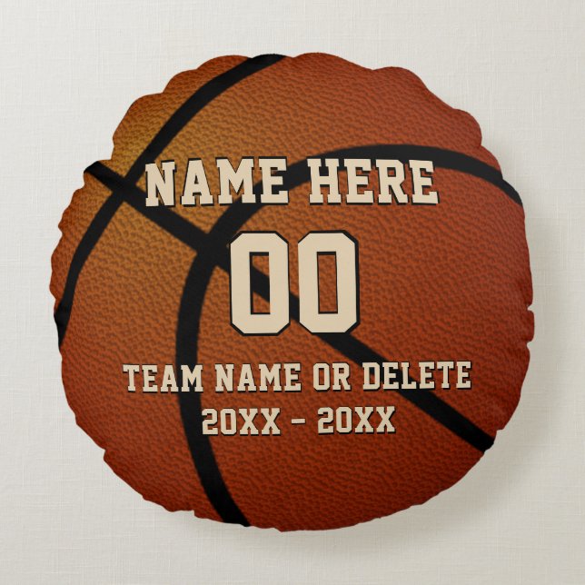 Round Personalized Basketball Pillow, Your Text Pillow (Front)