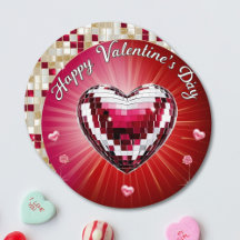 Round Personalized Disco Valentine's Card