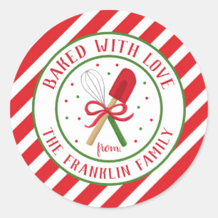Round Personalized Holiday Baked with Love  Classic Round Sticker