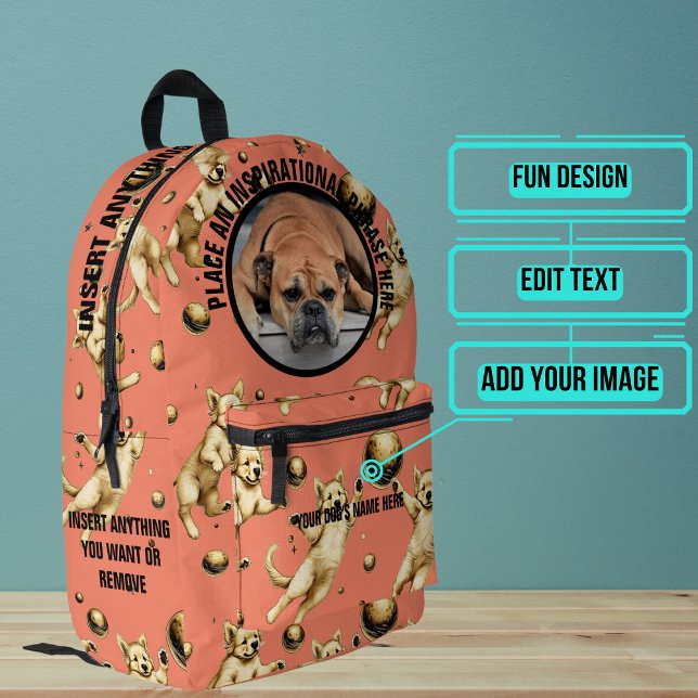 Round Photo and Text Astronaut Dogs in Space Printed Backpack (Please enjoy our backpack)