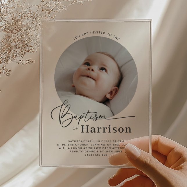 Round Photo Baptism Invitation (Zazzle Round Photo Baptism Invitation)
