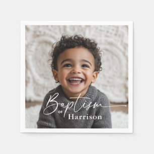 Round Photo Baptism Napkin
