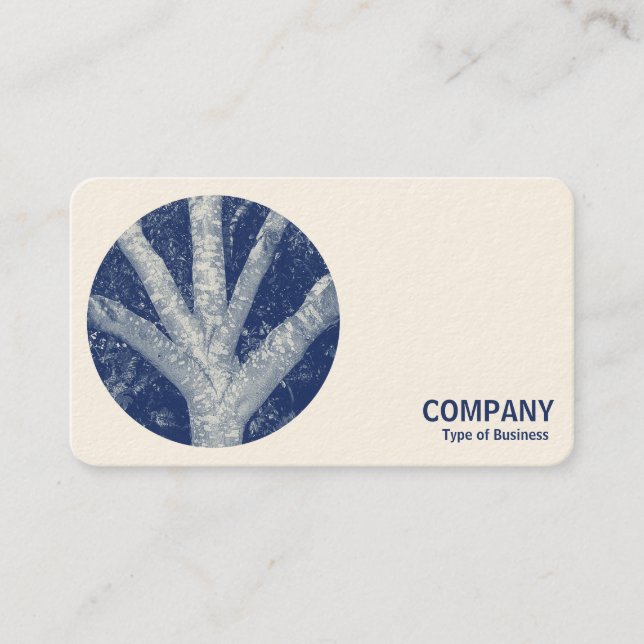 Round Photo - Forked Branches - Cyanotype Business Card (Front)