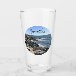 Round Photo of Atlantic Ocean Rocky Shoreline Sea  Glass