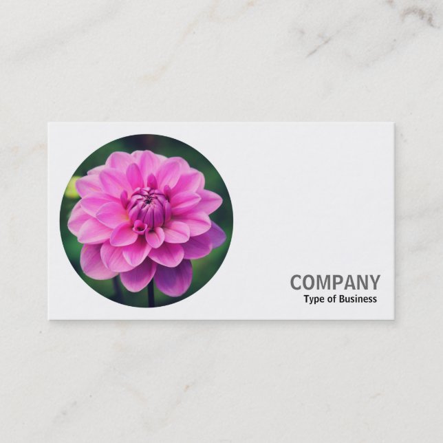 Round Photo - Pink Dahlia Business Card (Front)